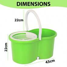 360° FLOOR MAGIC SPIN MOP BUCKET SET MICROFIBER ROTATING DRY HEADS WITH 2 HEADS - Blue - View 7