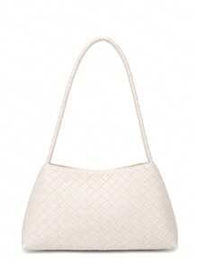 女士夏季编织腋下包，2025年新品，高端百搭复古手提包和单肩包 - 白色 - 查看 5