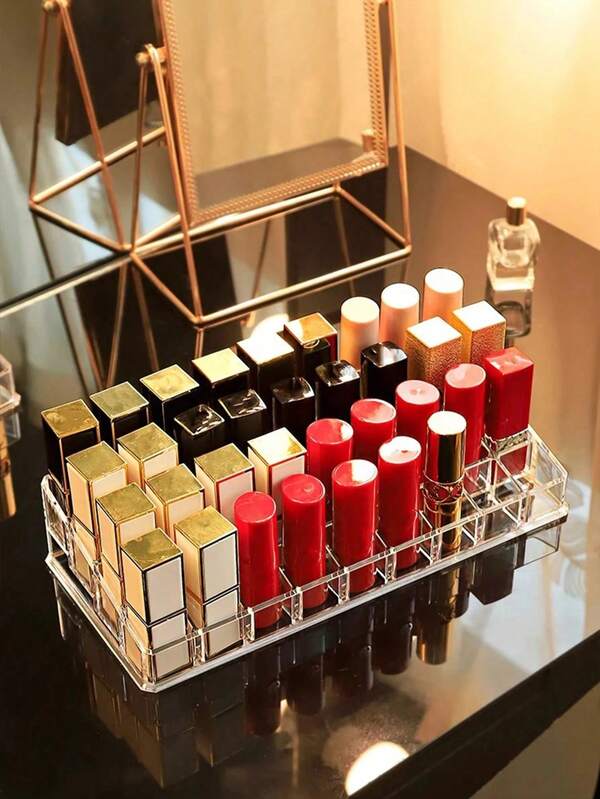 1 قطعة حامل أحمر شفاه من الأكريليك، صندوق تخزين أحمر الشفاه، منظم لمستحضرات التجميل، رف عرض مستحضرات التجميل، حل تخزين مثالي للأدراج والمنضدة والحمام. رف صغير لطلاء الأظافر وأحمر الشفاه، صندوق تنظيم مستحضرات التجميل شفاف، صندوق أحمر شفاه متعدد الشبكات، صندوق تخزين مستحضرات التجميل شفاف على المكتب، صندوق أحمر شفاه شفاف من البولي إيثيلين تيريفثالات، منظم متعدد الشبكات للشفاه وطلاء الأظافر