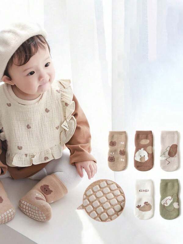 1 Pair Cartoon Thick Warm Anti-Slip Baby Crew Socks