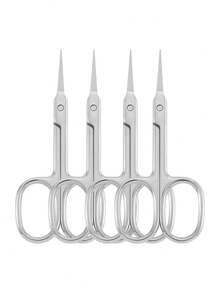4pcs/3pcs/2pcs/1pc Professional Stainless Steel Curved Tip Precision Scissors, Multi-Functional Beauty Scissors For Trimming Facial Hair, Eyebrows, Eyelashes, Beard, Nose Hair, Ear Hair, Suitable For Men And Women,Makeup,Cheap,Room Decor,Vanity,Travel,Bedroom,Makeup Accessories
