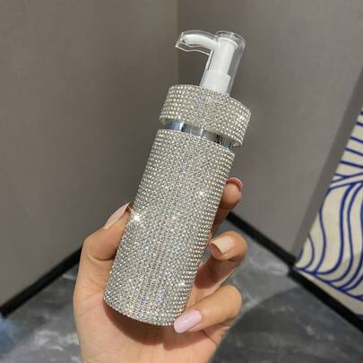 1 件奢华水钻闪亮水晶可再填充瓶，适用于沐浴露、润肤露、化妆品、泵式分配器、手工水晶装饰、高端礼物、时尚女孩