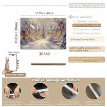 1 件复古圣诞墙画圣诞雪村夜空星星海报帆布印刷现代冬季家居装饰冬夜帆布墙画山村装饰画，房间装饰，客厅，家居装饰，圣诞海报 - 彩色 - 查看 14