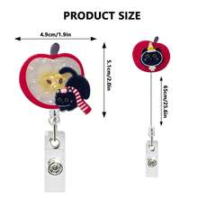 1 件亚克力伸缩徽章卷轴，可爱的红苹果和黑猫图案，适用于医务人员、身份证/徽章夹 - 彩色 - 查看 7