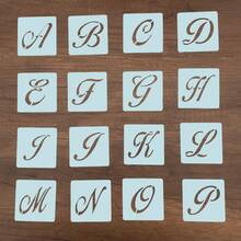 65 piezas de plantillas de plástico reutilizables de 2 pulgadas con letras, números y símbolos en estilo caligráfico para pintura en madera - plantillas de arte y manualidades, de vuelta a la escuela, útiles escolares - lechoso - Ver 4