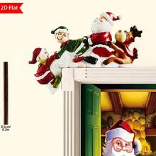 1pc, Festive Christmas Wooden Corner Door Frame Ornament,Four Gnome ,White Bear And Reindeer And Santa Claus,Seasonal Decor, Holiday Accessory, Christmas Decor Supplies, Wall Pediments, Corner Decoration