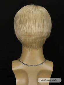 男士短款金色假发，自由分发，日常假发，带刘海，合成假发，透气玫瑰网帽，150% 密度，非常适合日常佩戴万圣节派对角色扮演服装