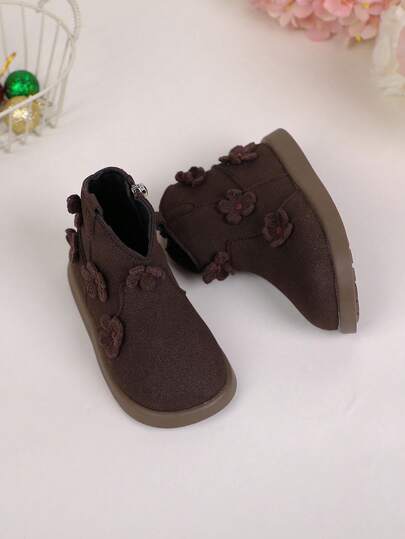 1 Pair Children's Fashionable, Comfortable And Versatile Boots With Side Zipper Design, Suitable For Family Gatherings, Outdoor, And School
