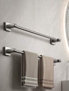铝合金淋浴毛巾架，多功能浴室收纳配件 - 黑色 - 查看 7