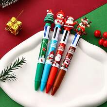 4 New Christmas 4 Color Ballpoint Pens Santa Claus Christmas Tree Reindeer Snowman Beautifully Decorated Colored Pens Teen Prizes Christmas Halloween Birthday Gifts Fun Ballpoint Pens, Feutre Acrylique, Feutre, Coloriage, S, Scolaire, Stylo, Stitch, Affaire Scolaire, Halloween (Random Colors)