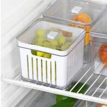 Organizador de Geladeira 3,8 Litros Cesto Com Tampa Multiuso Alimentos Verduras e Vegetais - Transparente - Visão 10