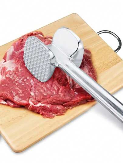 1 pezzo Batticarne doppio lato extra resistente - Lega di alluminio, sfera d'acciaio lucida, impugnatura ergonomica, adatto per bistecca, pollo, barbecue, campeggio - Utensile da cucina lavabile in lavastoviglie, robusto e multifunzionale per pollame, bistecca, pollo - Uso domestico e ristorante, facile da pulire, accessorio da cucina, martello per carne, preparazione degli alimenti, design elegante, materiale facile da pulire