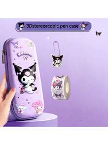 1 PC Sanrio 3D Pencil Case, Large Capacity Polyester Stationery Pencil Box With Kuromi & For Cinnamoroll Designs, Creative Cartoon Storage For Students, Gift Idea