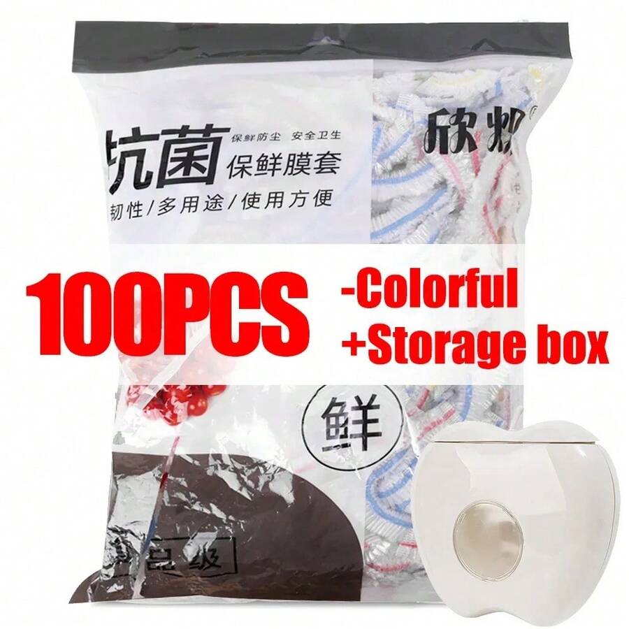 100-500 Uds cubierta desechable para alimentos envoltura de plástico elástica tapas de calidad alimentaria cubierta de zapato tocados de ducha bolsa de ahorro de alimentos frescos cubierta antipolvo - Conjunto B - Ver 1