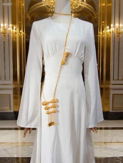 Herseygold 1 st turkisk kurdisk brud guldpläterad axelkedja, arabisk mynt totem damklädkedja, lyxigt bröllops-/festivaltillbehör