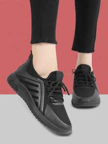 Thin Strap Sneakers, Black Soft Sole Casual Shoes, Fashion & Comfortable Unisex Trainers