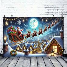 2D Santa Claus Sleigh Polyester Backdrop Banner, Multipurpose Holiday Party, Yard, Studio, Home And Garden Celebration Decor, Photo Studio Background, Suitable For Outdoor Events - Multicolor - View 6