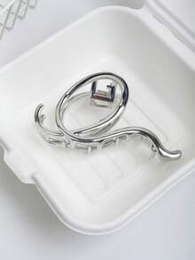 1 chiếc kẹp tóc kim loại rỗng thiết kế tối giản, cỡ lớn, phụ kiện búi tóc, phụ kiện tóc mùa thu, kẹp tóc mùa đông cho trang phục đi nghỉ mát, phụ nữ, mùa hè, đi biển. - Bạc - Xem 2