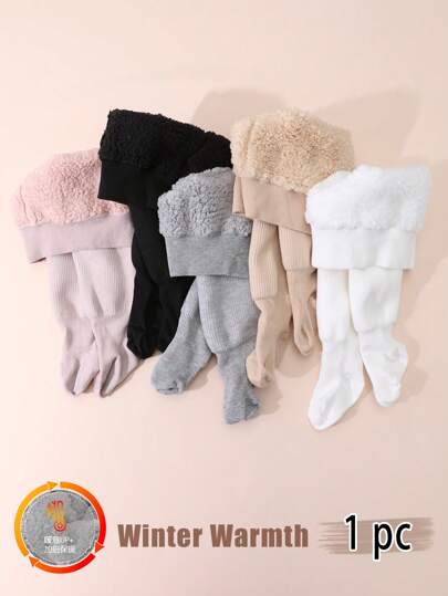 1 peça de meia-calça térmica infantil com forro de lã grossa, leggings leves, macias e versáteis para uso no inverno abaixo de 5°C