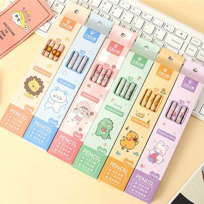 1pc (10 Packs) With Eraser Pencil Cartoon Eraser Pencil Cute Cartoon Pencil For School, Office, Student Gift