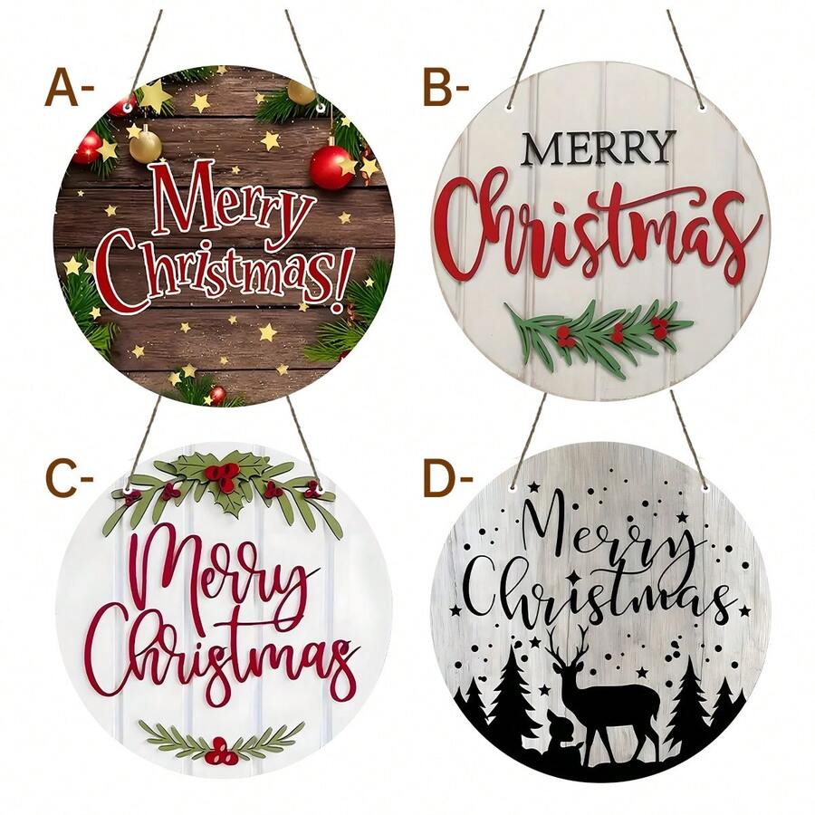 1 Piece Festive Wooden Christmas Sign Decoration - Country Merry Christmas Wall Art With Seasonal Decoration, Holiday Rope Hanging Merry Christmas Sign, Suitable For Home, Outdoor, All Holiday Seasonal Decorations