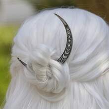 1 Piece Vintage Viking Crescent Hair Fork Clip Mandala Pattern Mysterious Design Textured Vintage Colors Stable Fixation Elegant Goddess Hair Accessory For Women Thick Hair Mother's Day 2026 Best Mom Gift For Mom Mum Gift Gift For Grandma Sentimental Heartfelt Unique Surprise Gift - Bạc cổ - Xem 5