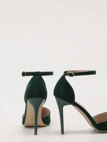 秋冬性感镂空高跟鞋，尖头露跟凉鞋，优雅，派对，细高跟鞋，细高跟鞋 - 墨綠色 - 查看 3