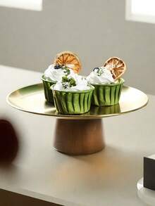 1 khay hình bầu dục bằng thép không gỉ có đế, dùng làm giá đựng bánh, đĩa trưng bày món tráng miệng, đĩa phục vụ hình chữ nhật. - vàng hình bầu dục - Xem 9