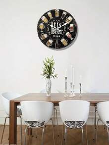 1pc 10-12 Inch Creative Beer Themed Wooden Wall Clock, AA Battery Powered, No Ticking Sound Silent Clock For Restaurant, Bar, Home Wine Themed Wall Decor, Ideal Holiday Gift (No Battery) Room Decor Clock Wall Bedroom Decor Dormitory Decor Back To School School Decor School Surprise Home Decor School Supplies