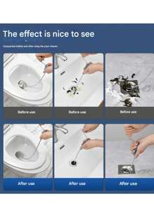 1pc Steel Wire Drain Cleaner, Bathroom Pipe Cleaning Tool, Flexible Steel Wire Sink Drain Clog Remover, Toilet Blockage Unclogging Manual Plunger, Spring Drain Cleaning Tool, Manual Drain Unclogger - Silver - View 6