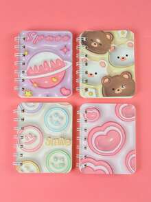 4/1pc 80 Pages/Book Cartoon Cute Panda Happy Planet A7 Coil-Bound Lined Cute Notebook, Essential Stationery For Back To School School Supplies - Multicolor - View 9