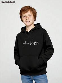 KID003| Otoño e invierno 2025 sudadera con capucha | Sudadera de moda | Buena calidez | Envío desde México | Temporada de regreso a la escuela | Día de la Independencia | Halloween | Adecuado para ropa diaria y regresar a la escuela|
suaves y respetuosas con la piel, versátiles y cómodas, sencillas y versátiles, prácticas, transpirables y no cargadas, imprescindibles básicas, sencillas y elegantes, una buena opción para el uso diarioSudadera con capucha para niño de diseño atractivo con línea cardiaca y balón de fútbol - Negro - Ver 1