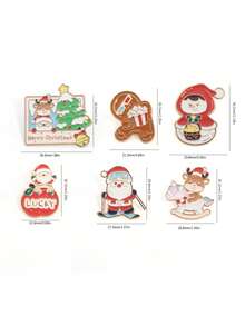 1/6pcs Cartoon Series Brooch, Santa Claus, Bell, Snowman Decor For Clothes, Bags, Accessories Halloween Halloween Accessories Teachers Day00 Jewelry Costume Accessories Bag Charms Office Accessories Christmas Gift