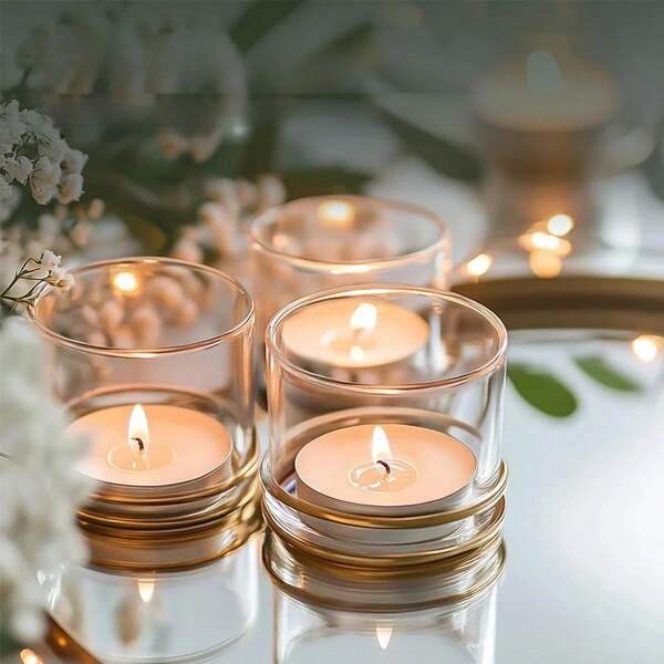 100pcs/Box Natural Tea Oil Wax Candles, Unscented, Suitable For Tea Heating, Birthday Party, Anniversary, Theme Festivals Like Christmas And New Year, Romantic Candlelight Decoration