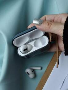 Spersonalizowane, minimalistyczne etui na słuchawki Morandi Color w kolorze oliwkowo-zielonym, czarnym, niebieskim i szarym, przezroczyste, ze skórzanym paskiem, kreatywne wzornictwo, kompatybilne z etui Apple, świetny prezent na Walentynki, urodziny, święta, dla kobiet - Ciemnozielony - Zobacz 6