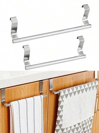 1 Stück/2 Stück, Edelstahl Küchenschrank Tür Handtuchhalter, nahtlos für Badezimmer Tür Rückseite, Küchentür Handtuchstange Aufbewahrungsregal, Hochzeitsdekoration, Weihnachtsdekoration, Geburtstagsgeschenk, Weihnachtstischdekoration, Weihnachten, Weihnachtsdekorationen, Weihnachtsgeschenke