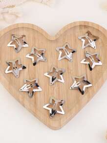 10/20/30/40/50/100pcs European & American Popular Five-Pointed Star BB Hair Clips, Cute & Bangs Clips, Star Hair Accessories Side Clips, Hair Clips Claw