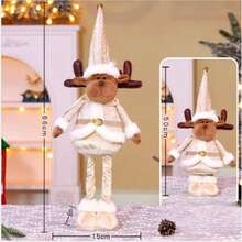 Rozkładana figurka Świętego Mikołaja i Bałwana, ozdoba stojąca w kolorze szampańskim