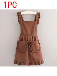 1pc Stylish Korean Apron, Waterproof And Stain Resistant, Apron Cute Lace Skirt Apron,Black Stain Resistant Apron,Sleeveless Apron,For ,Home, Kitchen,Nail Shop,Cooking, Baking, Nail Salon, Women Work Uniform,Coffee Smock,Home Cooking Clean Sleeveless Bib Apron