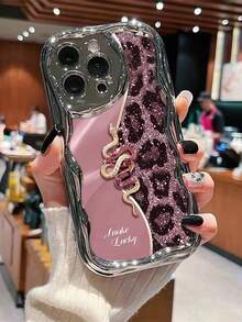 豹纹、蛇纹、彩色印花、电镀、奶油色印花软壳适用于 16/16 Pro/16 Pro Max、 15、XR、7P 8P、P12 Pro Max、P13 Pro Max、P14 Pro Max、P13、P14、P11、P12、P14、XS/S/XS Max/7 8 GES2，可爱时尚的厚手机保护套 - 彩色 - 查看 9