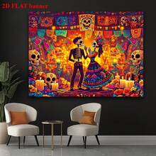 1 pieza Bandera de fiesta del Día de los Muertos de material de poliéster 2D, diseño colorido de calavera, fácil de instalar, adecuado para decoración del hogar y fiestas, apto para fiestas de solteros, ceremonias de confirmación, Acción de Gracias, Pascua