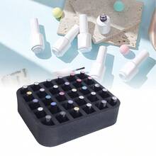 30/40/42/60格可拆卸泡沫收纳盒，可容纳30瓶15毫升（0.5盎司）指甲油或精油，中空槽设计需要底部支撑，化妆品旅行洗漱用品收纳包，大容量化妆包，圣诞礼物，收纳袋，礼品袋/手提袋，化妆品收纳盒，迷你收纳袋，大容量收纳袋，圣诞礼物，创意女士礼物，收纳袋，化妆包，旅行必备 - 黑色 - 查看 16