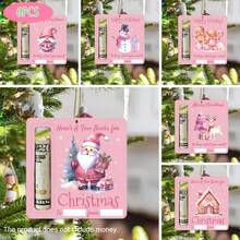 6 Pieces / 12 Pieces Retro-Style Christmas Wallet Accessories - Holiday Wooden Hanging Tree Decorations, Featuring Santa Claus, Reindeer, Snowman, Gingerbread, House And Dwarfs - Rectangular Paper Pendants, Suitable For Holiday Gifts And Cash Gifts.