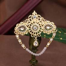1 pezzo Elegante spilla araba del Sahara per donne mature, fermaglio per sciarpa/foulard, design floreale in metallo traforato, gioiello algerino marocchino per matrimoni e feste