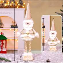 Rozkładana figurka Świętego Mikołaja i Bałwana, ozdoba stojąca w kolorze szampańskim