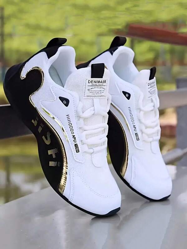 1 Pair Solid Color Lace-Up Men's Casual Sports Shoes, Comfortable Lining, Suitable For Office, Vacation, Outdoor, All Seasons