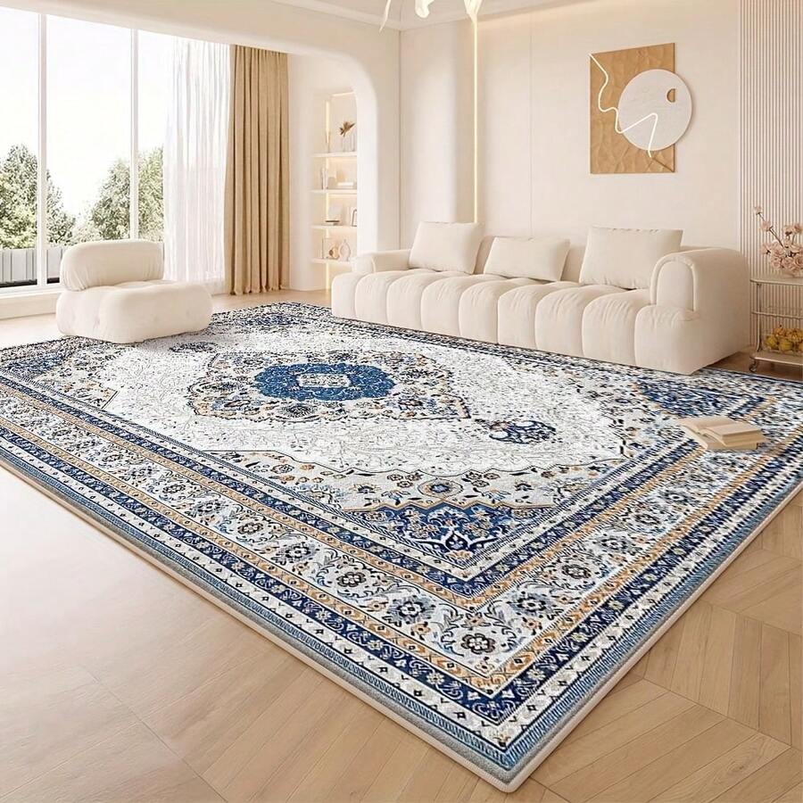 Velvet 850g/M² Polyester Retro Floral Room Interior Decoration Low Pile Multiple Sizes Available Kitchen Modern Soft Velvet Carpet, Simple Line Design, Strong Modern SenseSoft Area Rug - Large Gradient Design, Machine Washable, Suitable For Living Room, Bedroom, Office - Vintage Style Home Decor Carpet - Nhiều màu - Xem 1