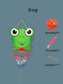 1套儿童卡通动物篮球套装，运动篮球玩具，包含迷你篮球和壁挂式气泵。这是一款室内外运动玩具，适合3岁以上男孩和女孩的互动球类玩具，可折叠篮球架，适合室内外运动投篮。