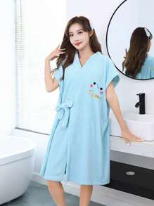 女士沐浴后浴袍，柔软舒适，适合桑拿、水疗等场合，带口袋，刺绣口袋浴袍，成人睡袍，带腰带，吸水性强，柔软舒适，是送给女性的理想礼物。浴巾、可穿戴浴巾、长袍、浴袍、浴室装饰、浴室配件、情人节礼物 - 和尚袍浴巾 - 查看 11