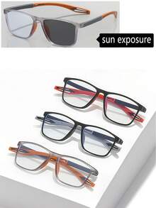 Square Sports Glasses Frames For Men And Women, Lightweight, Non-Slip And Fashionable Glasses, Photochromic, Indoor And Outdoor, Driving Fishing Hiking Cycling Running Golf Everyday Use, Suitable For Summer, Beach Vacation, Outdoor Sports, Party, Self-Driving, Fishing, Cycling, Shopping And Photography Accessories - Multicolor - View 9